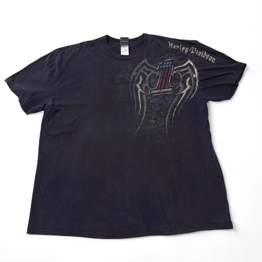 Harley-Davidson Black Short Sleeve Tee with Faded American Shield Graphic